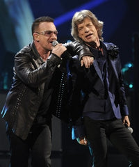 Bono and Mick Jagger on stage