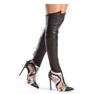 thigh high cut out boots