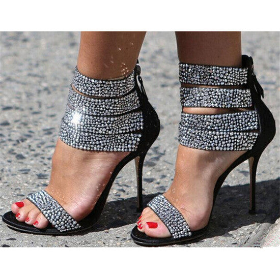 crystal strappy heels