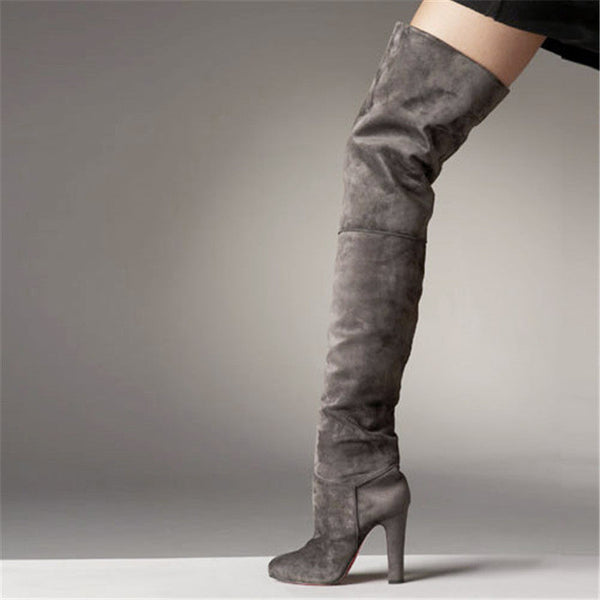 gray thigh high boots