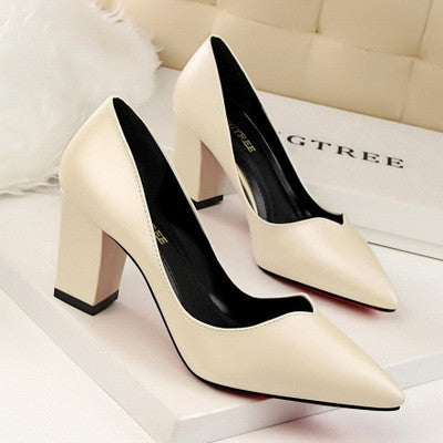 Office Block Patent Leather Block Heel 