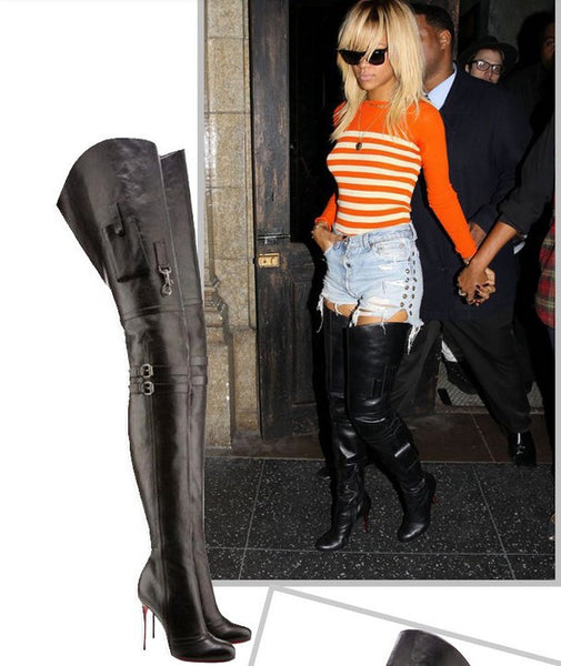 rihanna leather boots