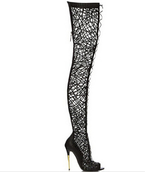 lace thigh high heels