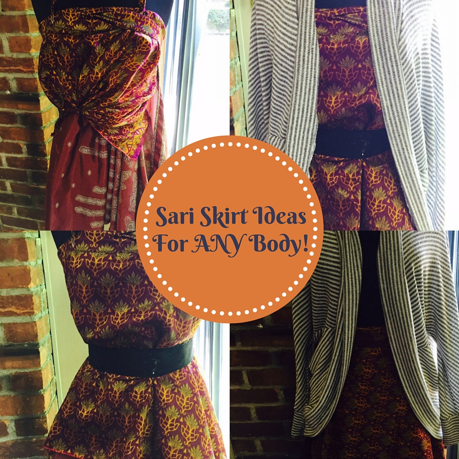 mannequin pictures with text that says sari skirt ideas for any body