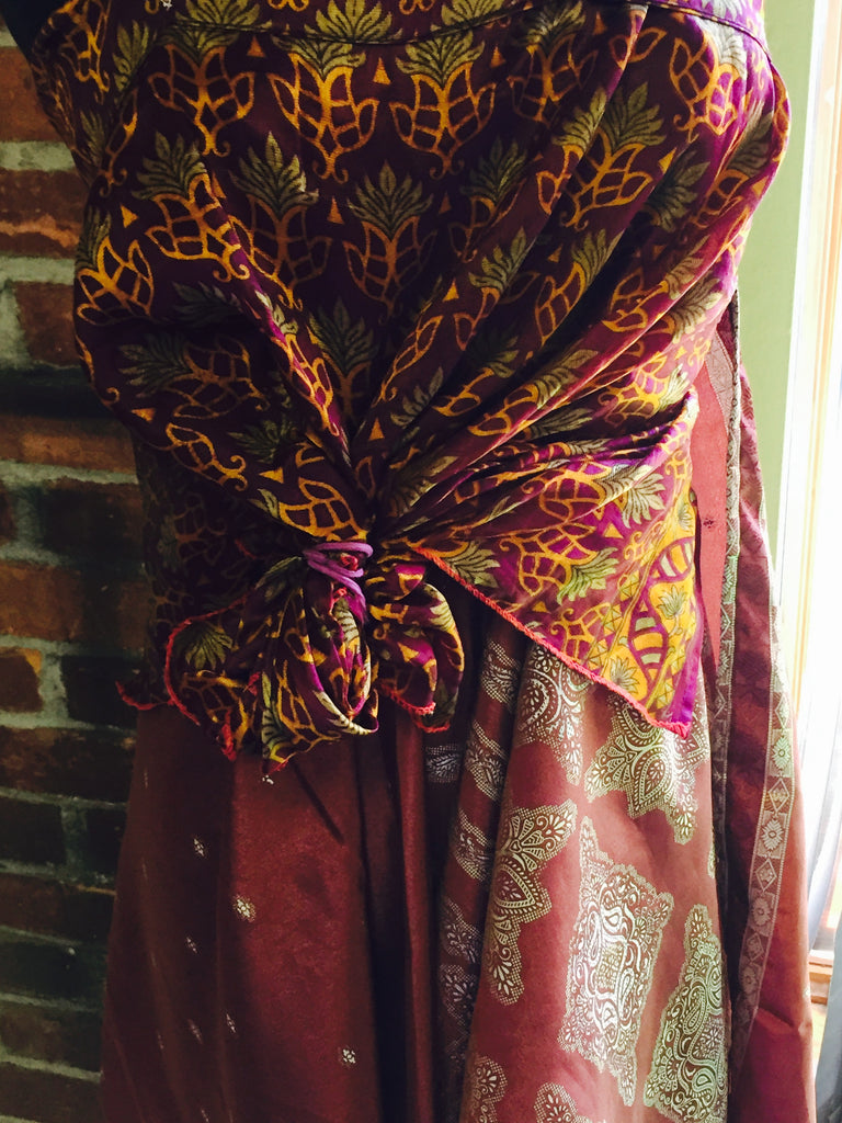 mannequin wearing a sari skirt as a dress