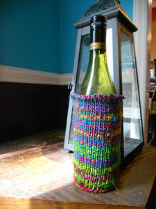 yarn around a bottle of wine