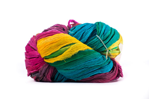 multicolored yarn skein close up