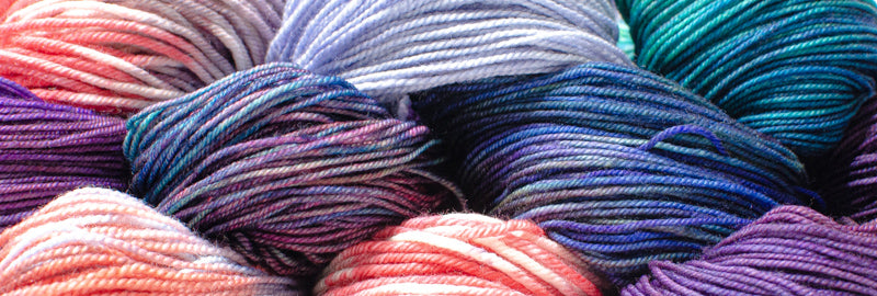 Close up of multicolored merino wool yarn