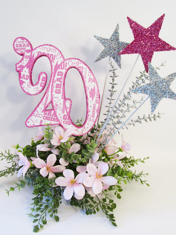 20' pink floral graduation centerpiece