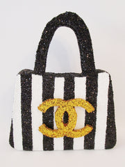 Chanel black and white stripped purse - Designs by Ginny