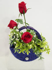 Styrofoam purse with roses patriotic centerpiece - Designs by Ginny
