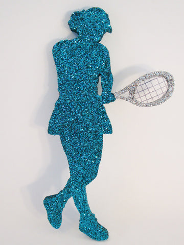 Female tennis player cutout for centerpieces