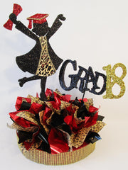 grad girl leopard graduation centerpiece - Designs by Ginny