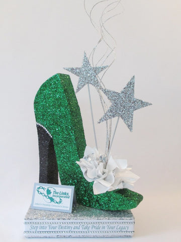 The Links high heel shoe centerpiece - Designs by Ginny