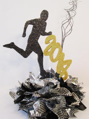 male-runner graduation centerpiece - Designs by Ginny