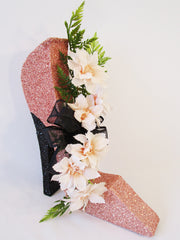 stiletto high heel shoe with silk flowers - Designs by Ginny