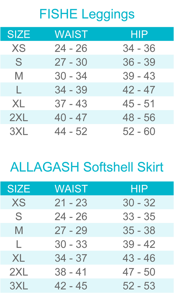 Fishe wear leggings sizes allagash softshell skirt colorful fun 