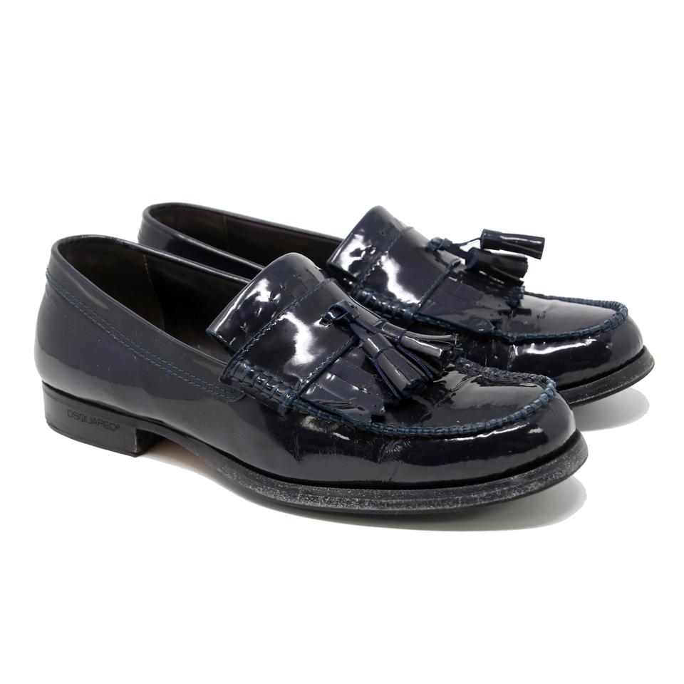 navy blue patent loafers