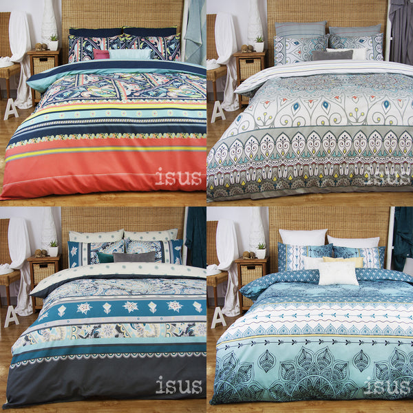 Reversible Cotton Polyester Quilt Doona Duvet Cover Set Mandala