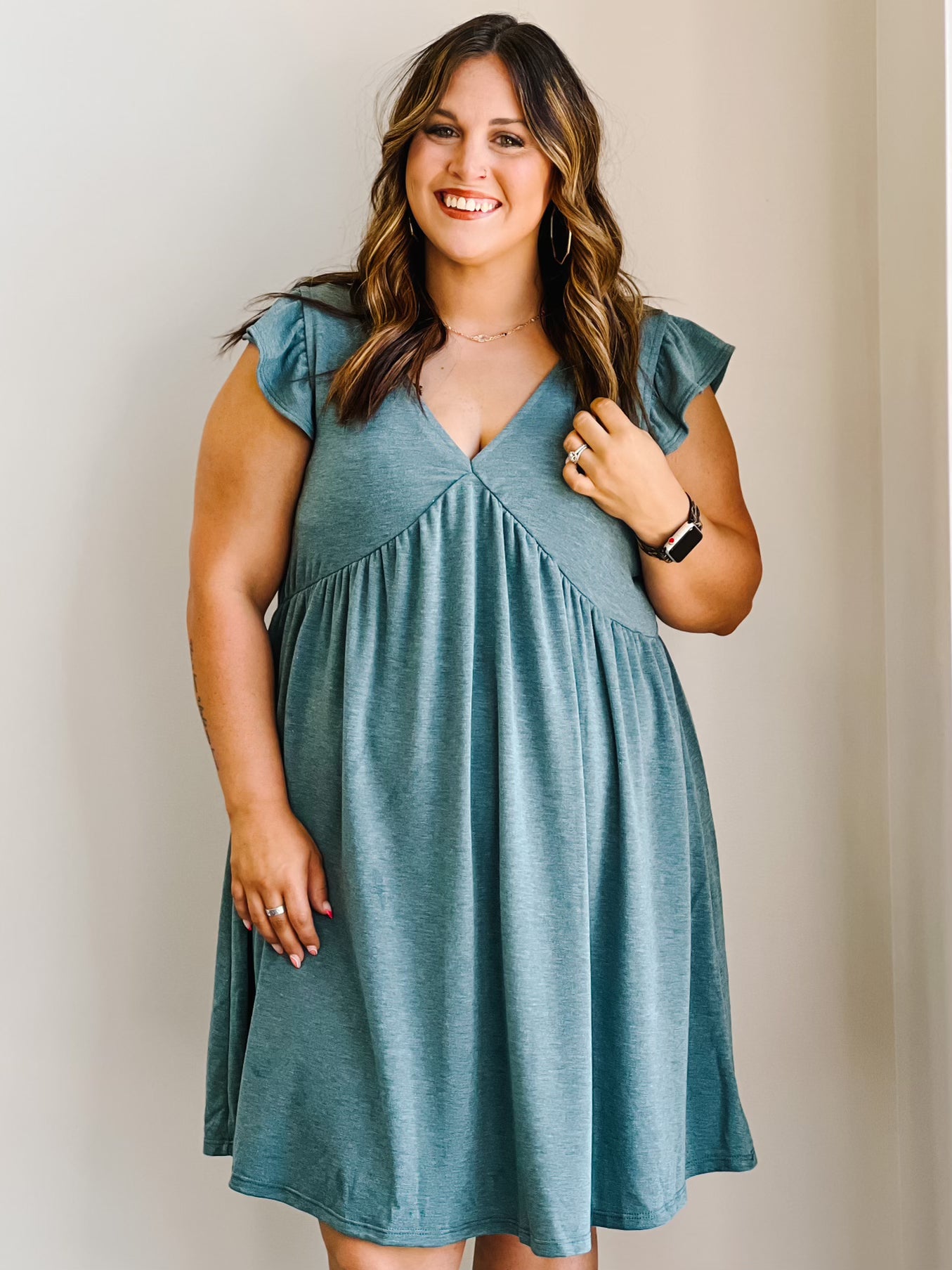 Laci Lush Flutter Sleeve Swing Dress