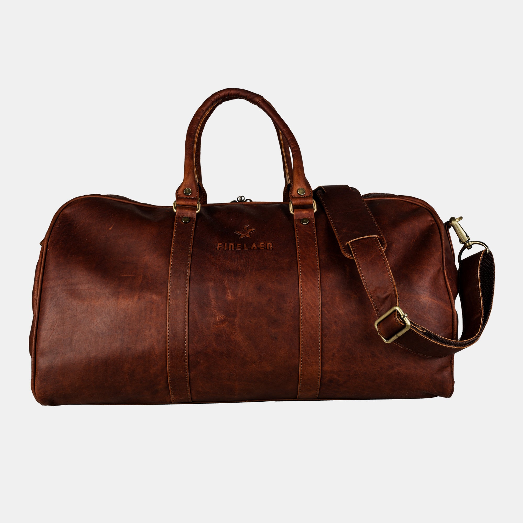 mens leather weekender duffle bag