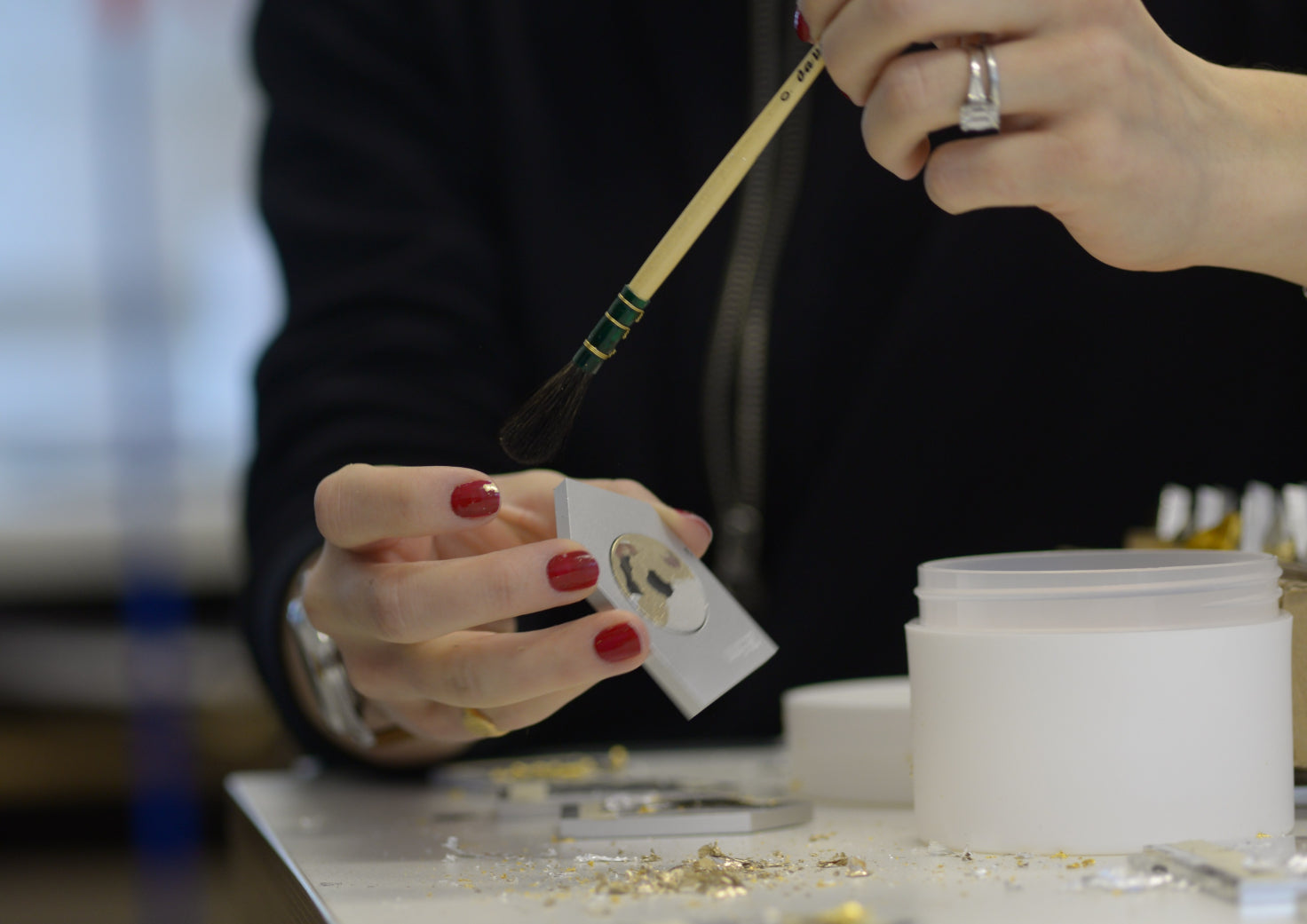 Gilding the Nuage watch in our London studio.