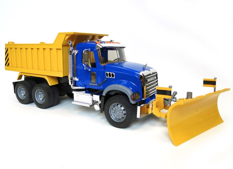 bruder mack granite dump truck with snow plow blade