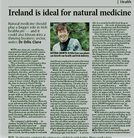 Dr Dilis Clare Herbalist and General Medical Practitioner 