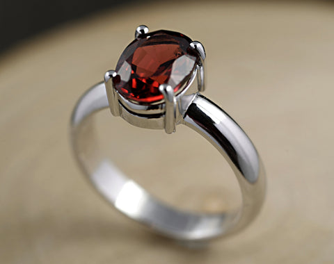 Garnet Ring-14 ct White Gold