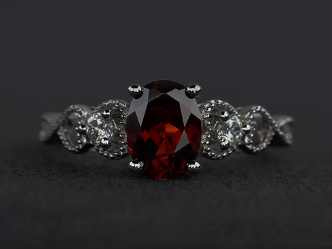 Garnet and Silver Ring