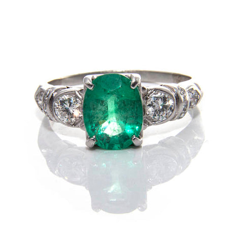 Platinum Emerald Engagement Ring