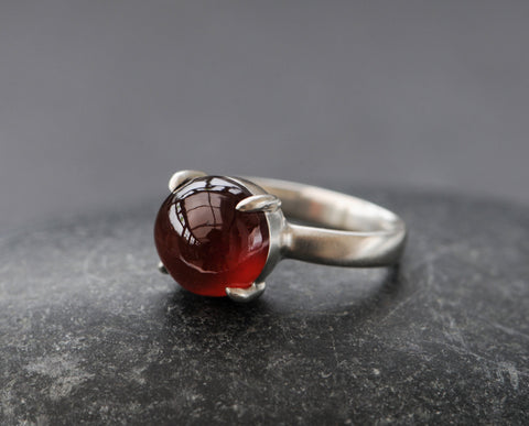 Red Hessonite Garnet Ring