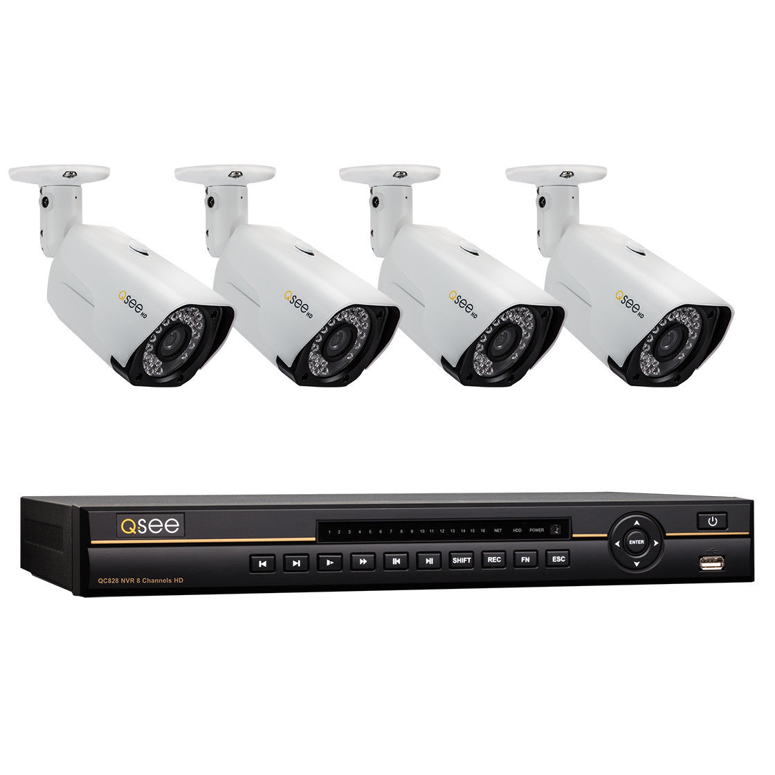 Reconditioned 8 Channel HD Digital Security System with 4 1080p IP Bullet Cameras QC828-4V4-2R