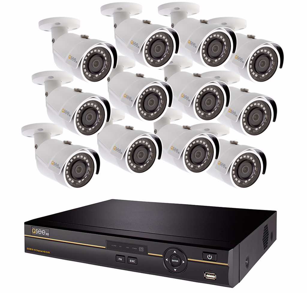 16 Channel Analog HD Security System with 12 4MP Bullet Cameras 2TB HDD (QC9616-12DX-2)
