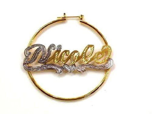 14k gold name hoop earrings