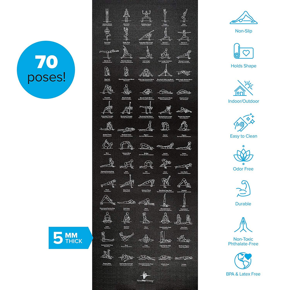 yoga mat with poses printed on it