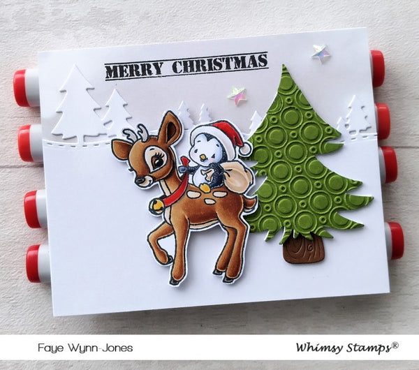 Deer Present #1 Unmounted Clear Stamp Approx 47x60mm Christmas Reindeer 