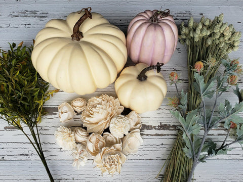 Fancy Faux Pumpkins - With Sola Wood Flowers! - Oh! You're Lovely