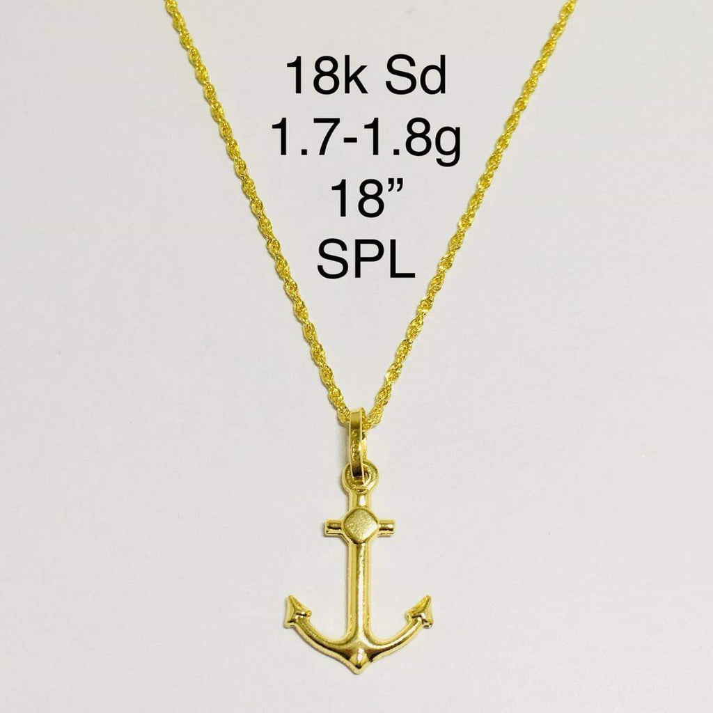 18K SD Gold Anchor pendant necklace btch20