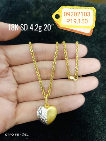 18k DSD Real Gold Necklace big silverGold  heart  pendant sept#04 2021