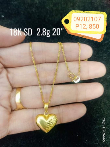 18K Real Gold Heart pendant Necklace btch sept #08 2021