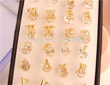 14K Gold Filled/Silver Alphabet Elegant Stud Earrings
