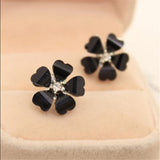 Beautiful Clover Flower Crystal Stud Earrings
