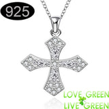 Austrian crystal Cross pendant Silver-plated Chain Necklace