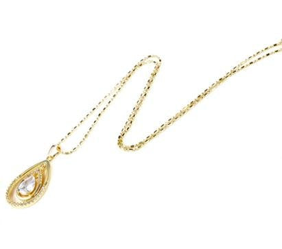 GF-18k Yellow Gold Filled Drop zircon Pendant Necklace