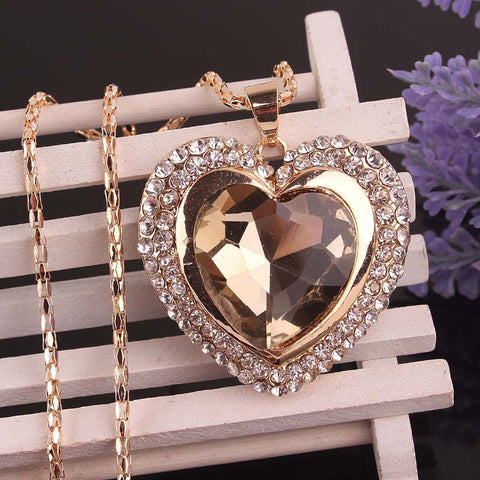 14k Gold Plated Austrian Crystal Heart pendant Necklace