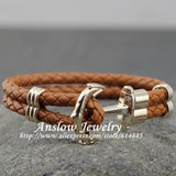 Vintage Charm Anchor Leather Bracelet Gold/Copper