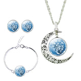 Glass Silver Pendant Jewelry Set - Moon and Tree - Fashionista Jewelry, Glass Silver Pendant Jewelry Set - Moon and Tree - Fashion Accessories, FashionistaPH - Fashionista.asia