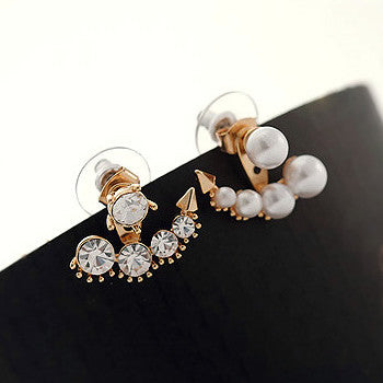 Lovely Asymmetry Pearl Rhinestone Anchor Earrings - Fashionista Jewelry, Lovely Asymmetry Pearl Rhinestone Anchor Earrings - Fashion Accessories, Fashionista - Fashionista.asia