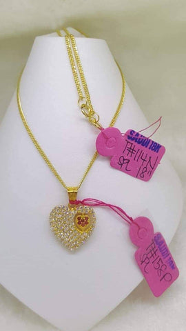 18k Real Gold Necklace 20" red Heart Nov.btch29